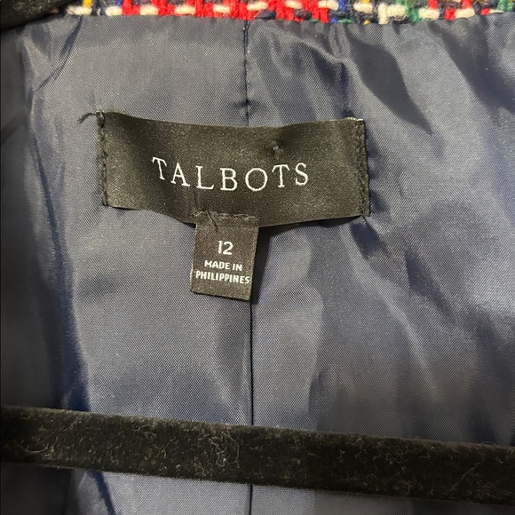 Talbots 12 Red Tartan Plaid Wool Blend Blazer Jacket - Picture 5 of 8